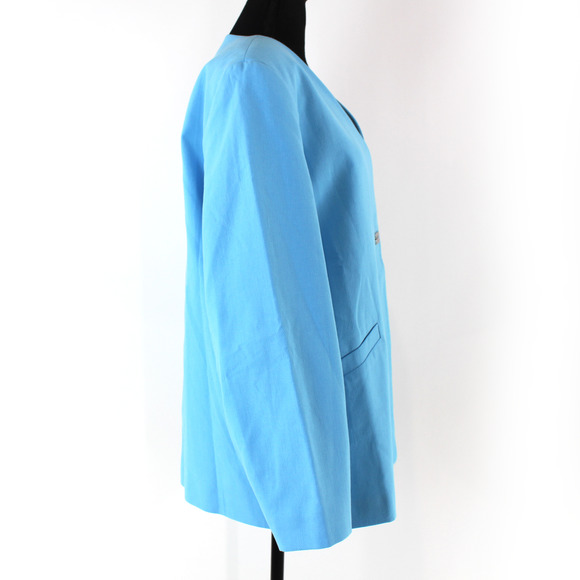 GANNI Suiting Boxy Ethereal Blue Cotton Oversized Blazer 34 Relaxed Fit Jacket - Picture 3 of 9